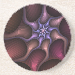 Magical Shiny Abstract Striped Colourful Fractal Coaster