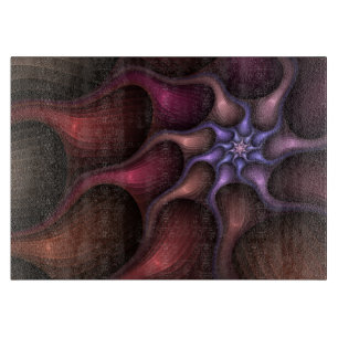 Magical Shiny Abstract Striped Colourful Fractal Cutting Board