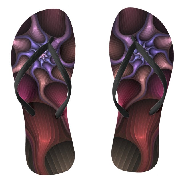 Magical Shiny Abstract Striped Colourful Fractal Flip Flops (Footbed)