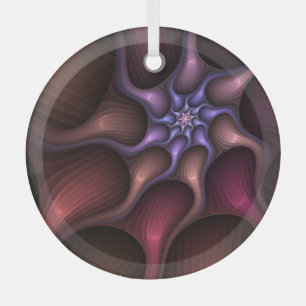 Magical Shiny Abstract Striped Colourful Fractal Glass Ornament