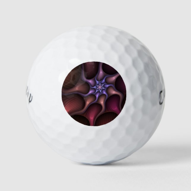 Magical Shiny Abstract Striped Colourful Fractal Golf Balls (Front)