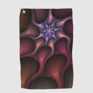 Magical Shiny Abstract Striped Colourful Fractal Golf Towel