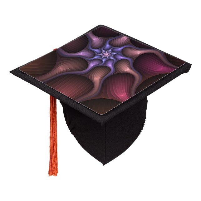 Magical Shiny Abstract Striped Colourful Fractal Graduation Cap Topper (Angled)