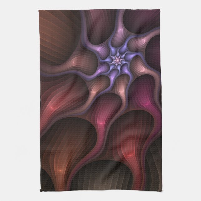 Magical Shiny Abstract Striped Colourful Fractal Kitchen Towel (Vertical)