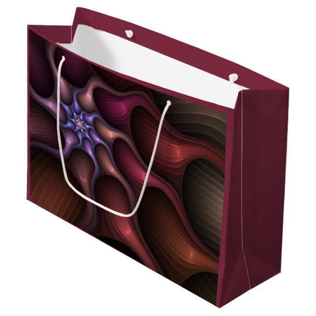 Magical Shiny Abstract Striped Colourful Fractal Large Gift Bag (Front Angled)