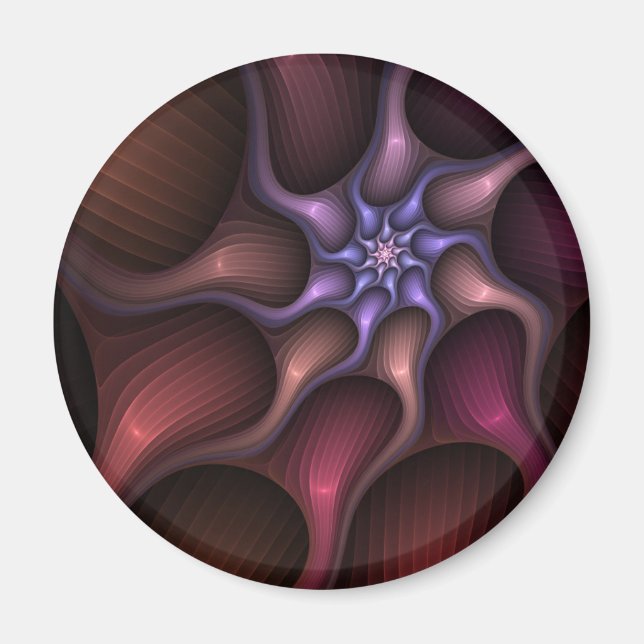 Magical Shiny Abstract Striped Colourful Fractal Magnet (Front)