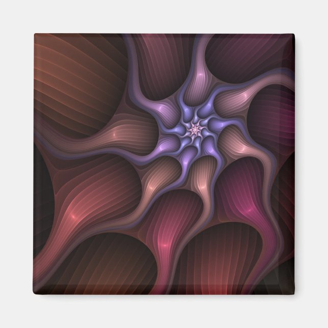 Magical Shiny Abstract Striped Colourful Fractal Magnet (Front)