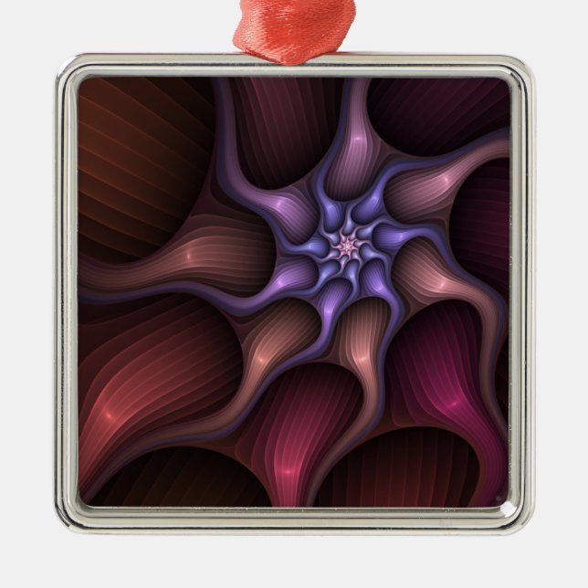 Magical Shiny Abstract Striped Colourful Fractal Metal Ornament (Front)