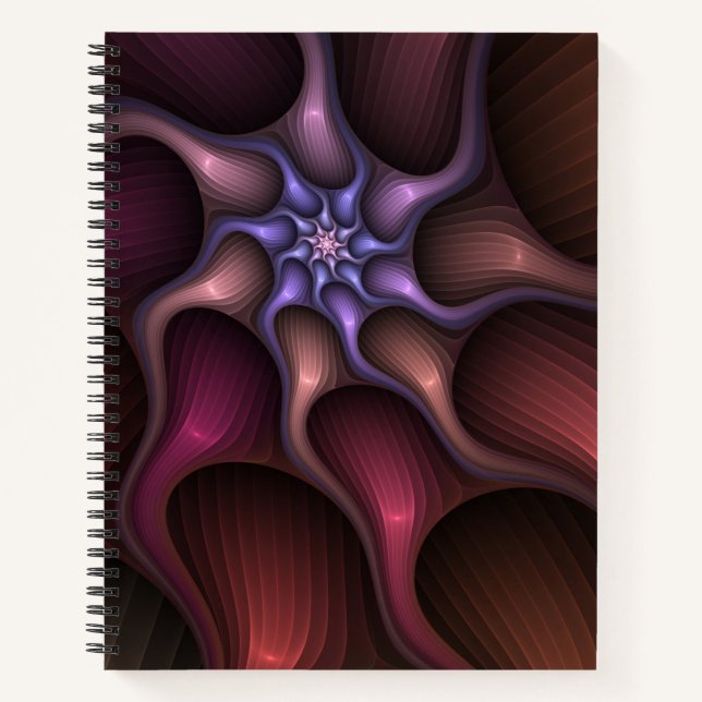 Magical Shiny Abstract Striped Colourful Fractal Notebook (Front)