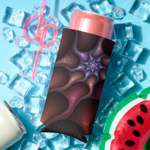 Magical Shiny Abstract Striped Colourful Fractal Seltzer Can Cooler