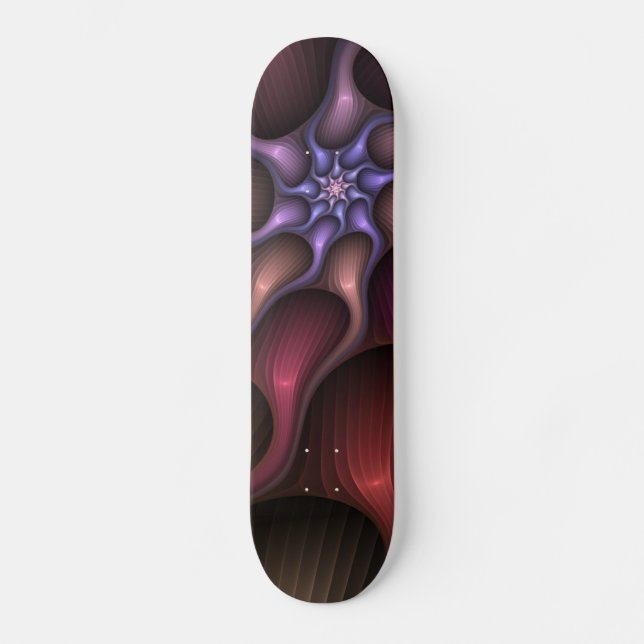 Magical Shiny Abstract Striped Colourful Fractal Skateboard (Front)