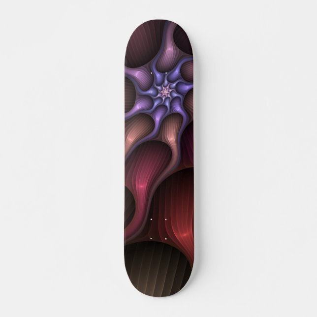 Magical Shiny Abstract Striped Colourful Fractal Skateboard (Front)