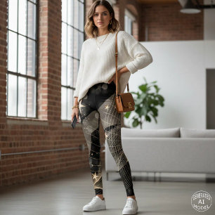 Magical Shiny Gold Stars & Bokeh Lights Leggings