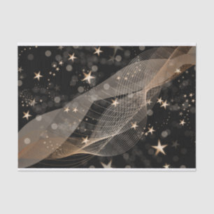 Magical Shiny Gold Stars Strings and Bokeh Lights Tissue Paper