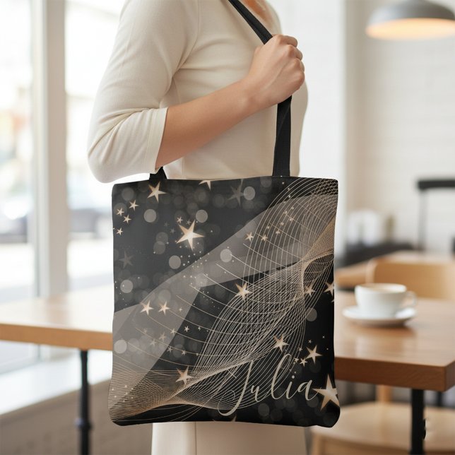Magical Shiny Gold Stars Strings and Bokeh Lights  Tote Bag (Creator Uploaded)