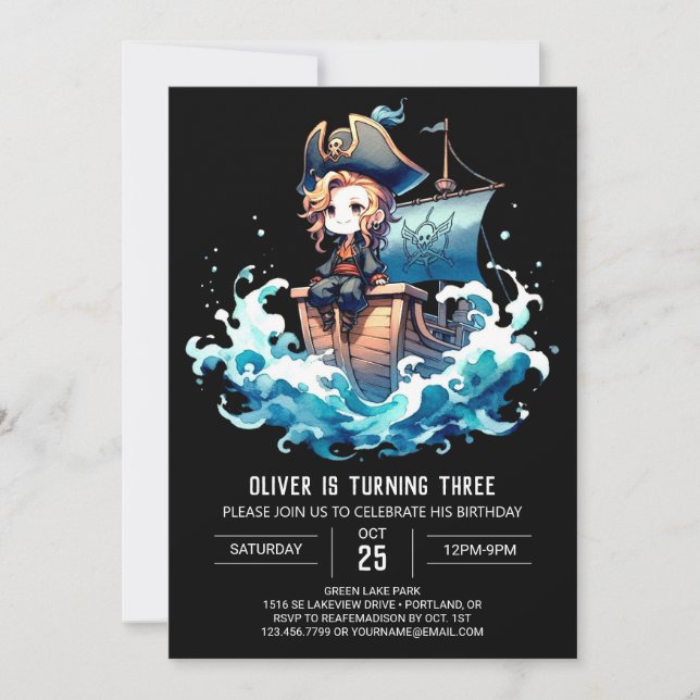 Magical Ship Pirate Birthday Invitation (Front)