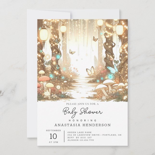 Magical Simple Enchanted Forest Baby Shower  Invitation (Front)