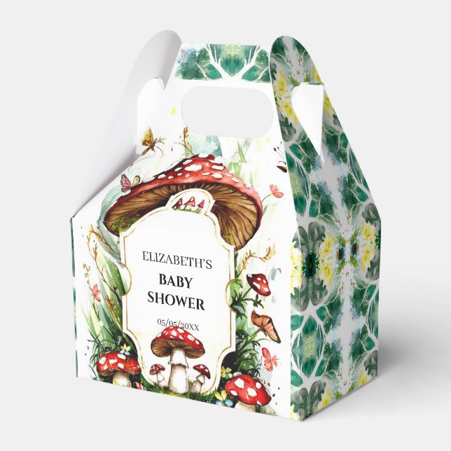 Magical Simple Mushroom Baby Shower Favor Box (Front Side)