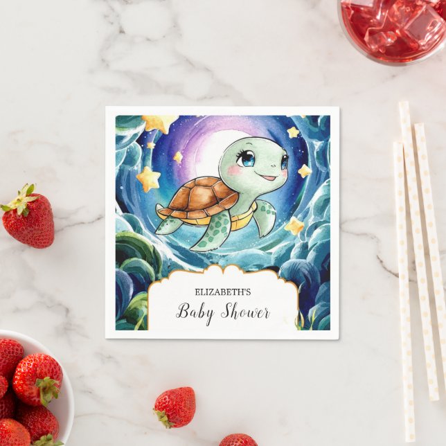 Magical Simple Sea Turtle Baby Shower Napkin (Insitu)