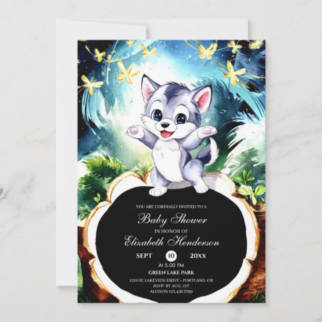 Magical Simple Wolf Baby Shower Invitation (Front)