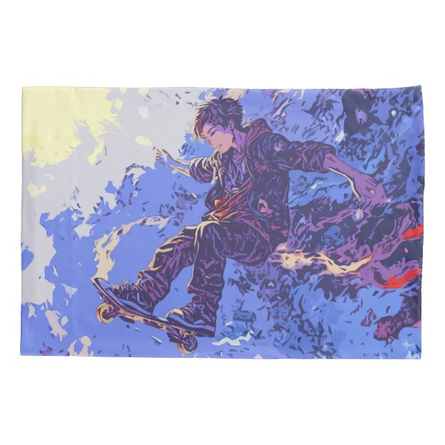 Magical Skateboard Ride - Skateboarder Pillowcase (Back)