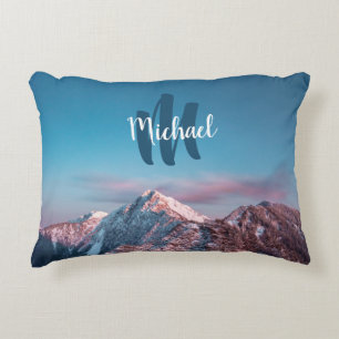 Magical sky monogram mountain Storžič Slovenia Accent Pillow