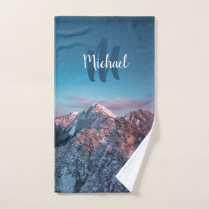 Magical sky monogram mountain Storžič Slovenia Bath Towel Set