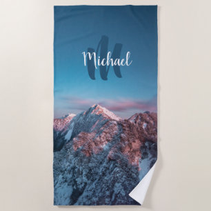 Magical sky monogram mountain Storžič Slovenia Beach Towel