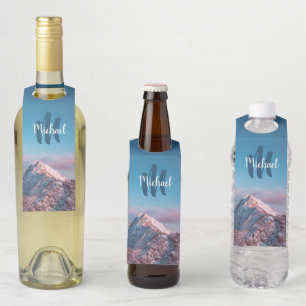 Magical sky monogram mountain Storžič Slovenia Bottle Tag