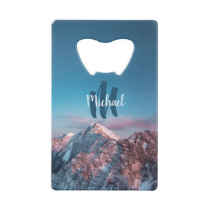 Magical sky monogram mountain Storžič Slovenia Credit Card Bottle Opener