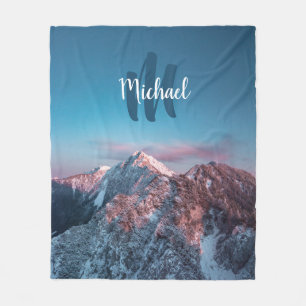 Magical sky monogram mountain Storžič Slovenia Fleece Blanket