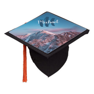 Magical sky monogram mountain Storžič Slovenia Graduation Cap Topper