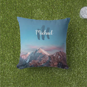 Magical sky monogram mountain Storžič Slovenia Outdoor Pillow