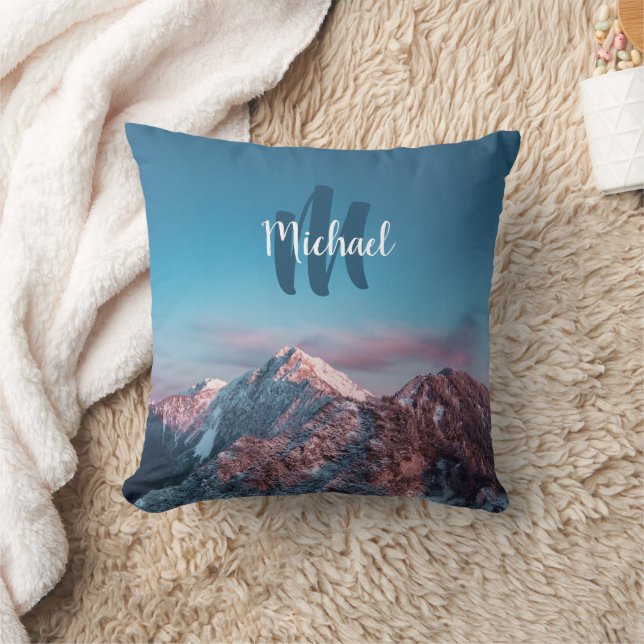 Magical sky monogram mountain Storžič Slovenia Throw Pillow (Blanket)