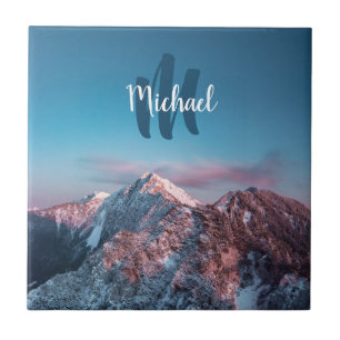 Magical sky monogram mountain Storžič Slovenia Tile
