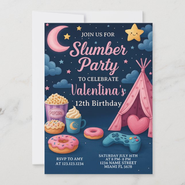 Magical Sleepover Birthday Invitation (Front)