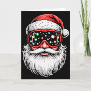 Magical Snowboarding Ski Goggles Santa Christmas  Card