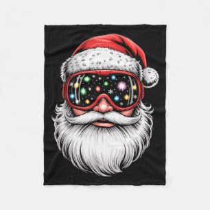 Magical Snowboarding Ski Goggles Santa Christmas Fleece Blanket