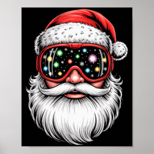 Magical Snowboarding Ski Goggles Santa Christmas Poster