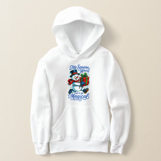 Magical Snowman Christmas Pullover Hoodie for Boys (Laydown)