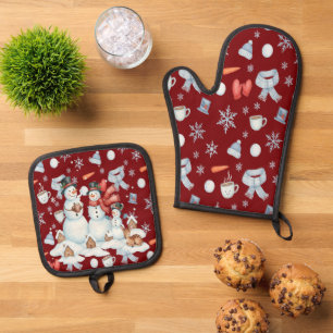 Magical Snowman Frozen Oven Mitt & Pot Holder Set
