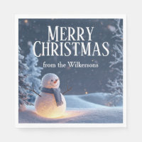 Magical Snowman on a Winter Night Custom Name Xmas