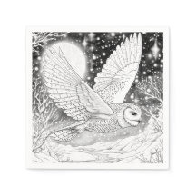 Magical snowowl flying under the stars