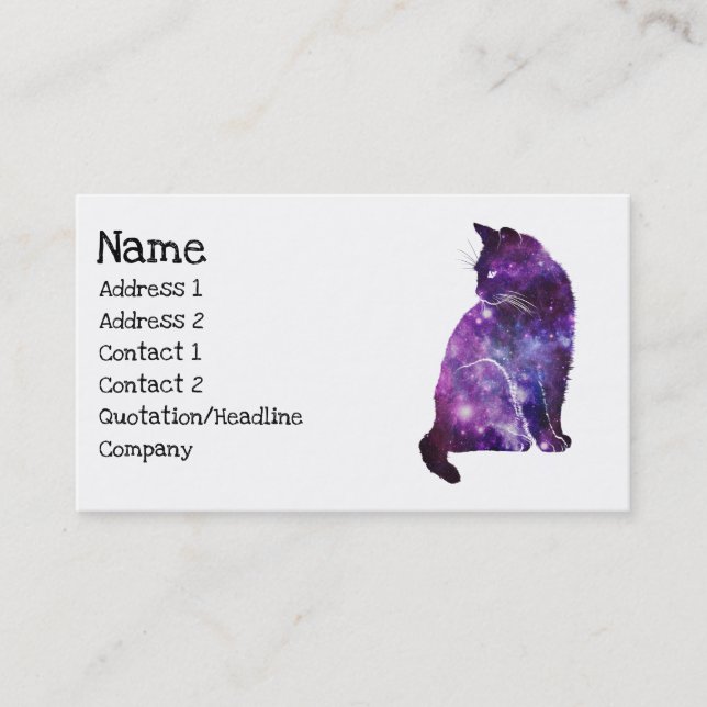 Magical Space Nebula Cat Business Card (Front)