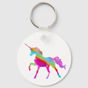Magical sparkly rainbow prancing unicorn keychain