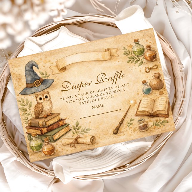 Magical Spellbook Wizard Diapper Raffle Enclosure Card (Creator Uploaded)