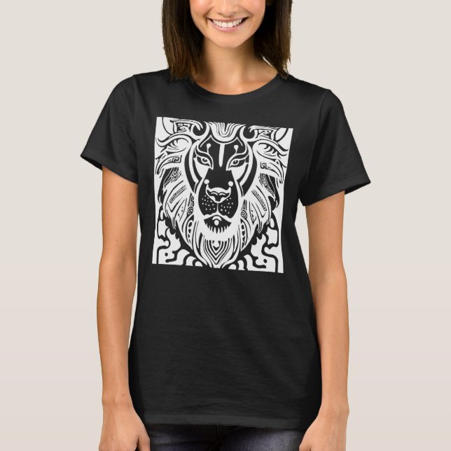 Magical Spiritual Lion Sacred Geometry Pyramid Leo T-Shirt (Front)