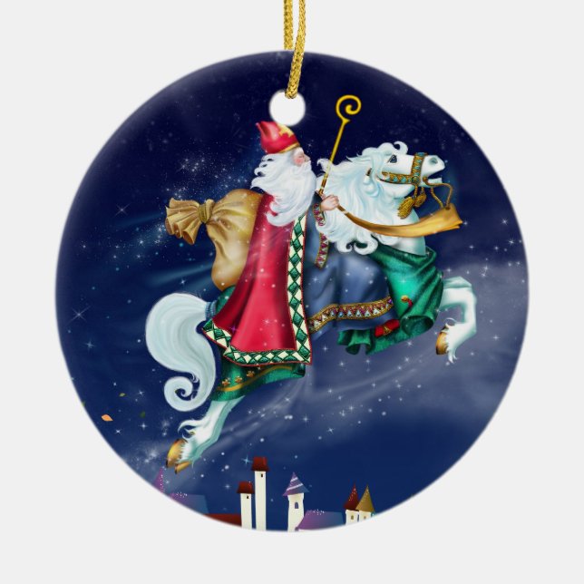 Magical St. Nicholas -  Santa - SRF Ceramic Ornament (Front)