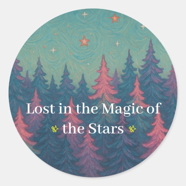 Magical Starry Forest – Fantasy Art Sticker (Front)