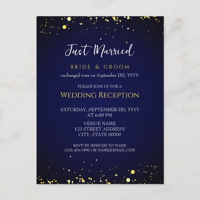 Magical Starry Night Wedding Reception Eloped Postcard (Front)